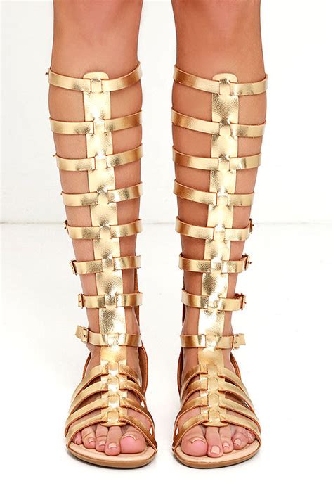 Cute Gold Sandals Flat Sandals Gladiator Sandals 3200 Lulus