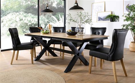 Ready for an update to your dining area? Grange Painted Black and Oak Extending Dining Table with 8 ...