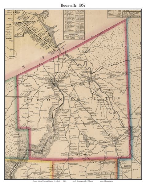 Boonville New York 1852 Old Town Map Custom Print Oneida Co Old Maps