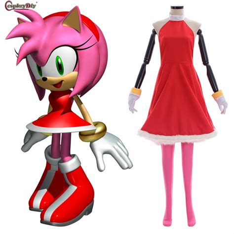 Anime Sonic The Hedgehog Amy Rose Cosplay Pink Dress For Women And