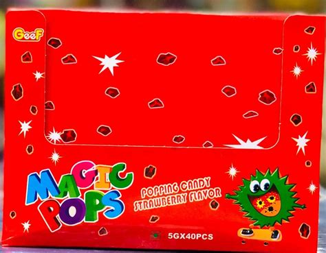Magic Pops Popping Candy Strawberry Flavor 40 Pouches 200 G Box
