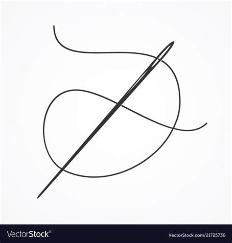 Black silhouette or contour needle and thread Vector Image | Sewing
