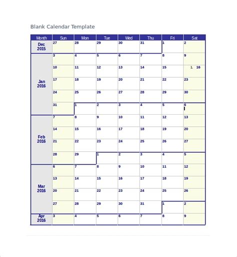 Blank Calendar Template 11 Free Word Excel Pdf Documents Zohal