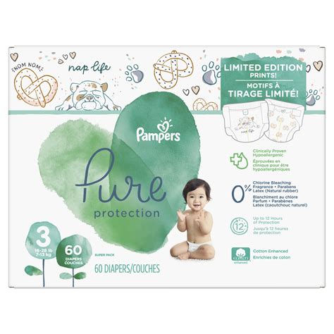 Pampers Pure Protection Limited Edition Natural Diapers Size 3 60 Ct