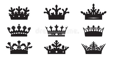 Set Black Crown Vector Illustration And Icon Stock Vector