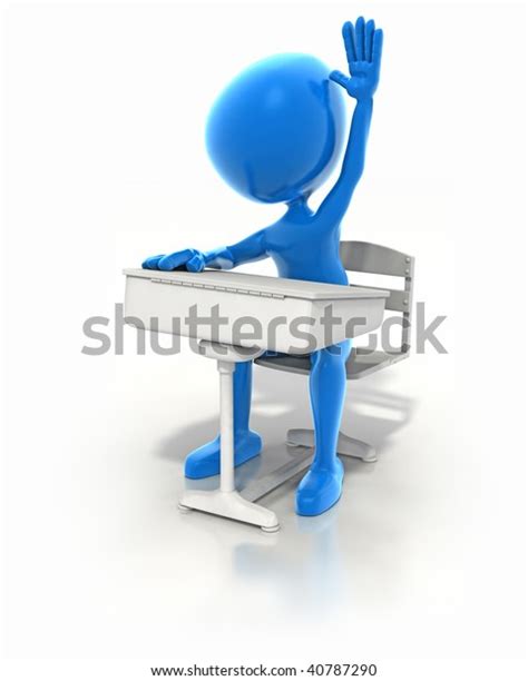 Blue Stick Figure Student Sitting School Stock Illustration 40787290