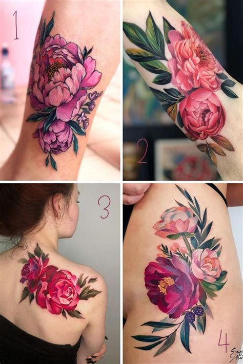 Pink Peony Tattoo Peony Flower Tattoos Colorful Flower Tattoo