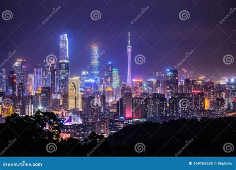 Night View In City Of Guangzhou China Stock Image Image Of