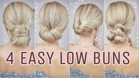 4 Easy Low Messy Bun Hairstyles 🌸 Medium And Long Hairstyles Youtube