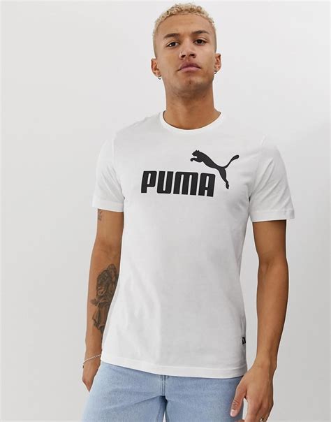 Puma Essentials T Shirt With Large Logo In White In White For Men Lyst
