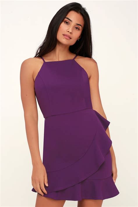 Sexy Purple Dress Bodycon Dress Ruffled Bodycon Dress Dress Lulus