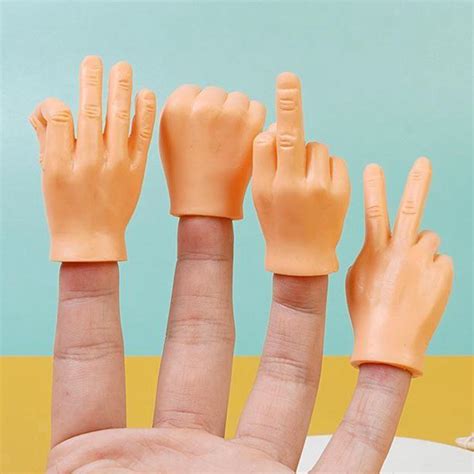 Set Of Tiny Hand Finger Puppets Fingertip Prank Toy Hand Prop For Game