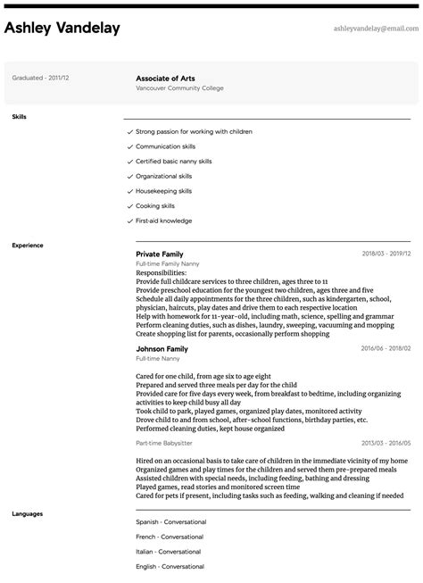 Maybe you would like to learn more about one of these? Nanny Resume Samples | All Experience Levels | Resume.com ...