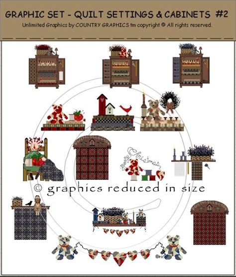 Country Primitive Quilt Clip Art Graphic Set Country Graphics