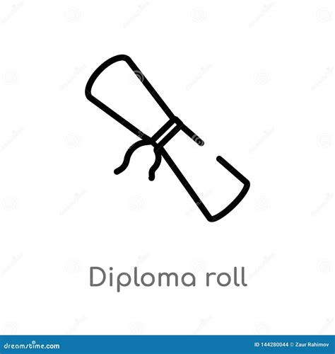Outline Diploma Roll Vector Icon Isolated Black Simple Line Element