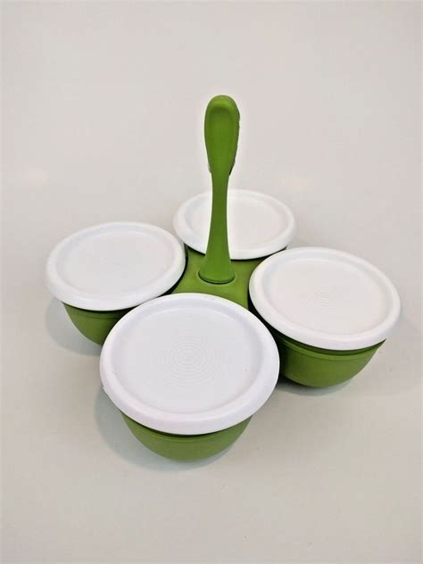 Tupperware Essentials Serving Condiment Server Caddy Green And White