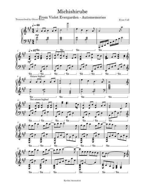 Michishirube Violet Evergarden Sheet Music For Piano Solo