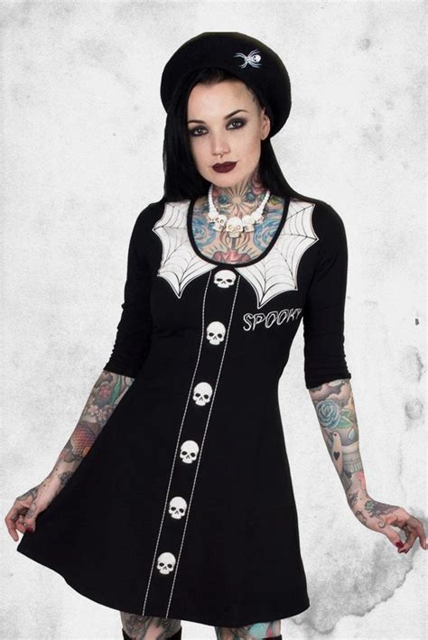 Spooky Girl 34 Sleeve Flare Dress Post Mortem Horror Bootique