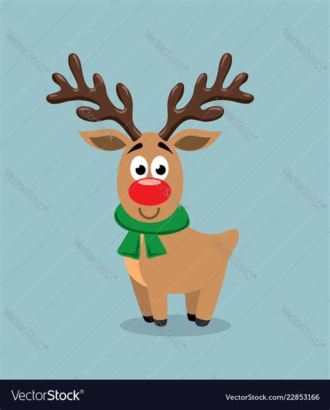 Cute Cartoon Of Red Nosed Reindeer Rudolph Vector Image
