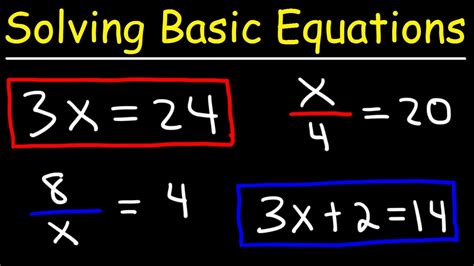 Algebra Basics Solving Basic Equations Quick Review Youtube