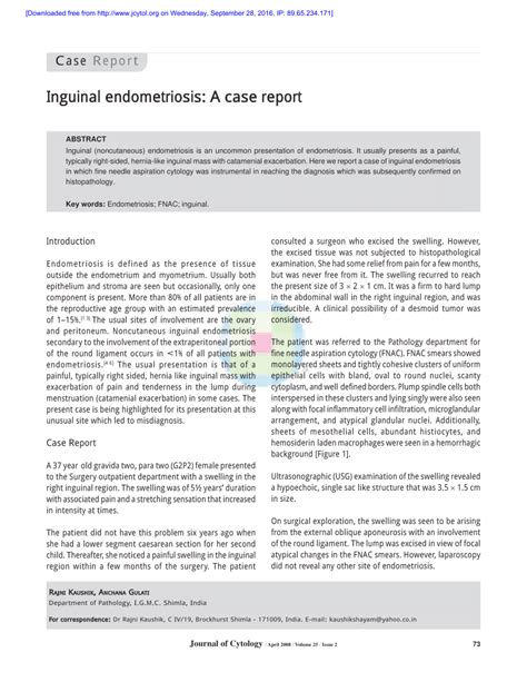 Pdf Inguinal Endometriosis A Case Report