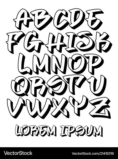 Graffiti Font 3d Hand Written Alphabet Vector Image