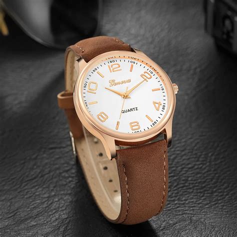 Geneva Leather Analog Quartz Wrist Watch Top Brand Luxury Quartz