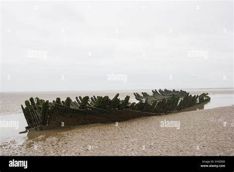 The Norwegian Shipwreck Ss Nornen On Berrow Beach Somerset England