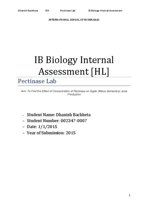 Ib Biology Hl Past Papers - (PDF) IB Biology Internal Assessment [HL] Pectinase Lab Report Sample
