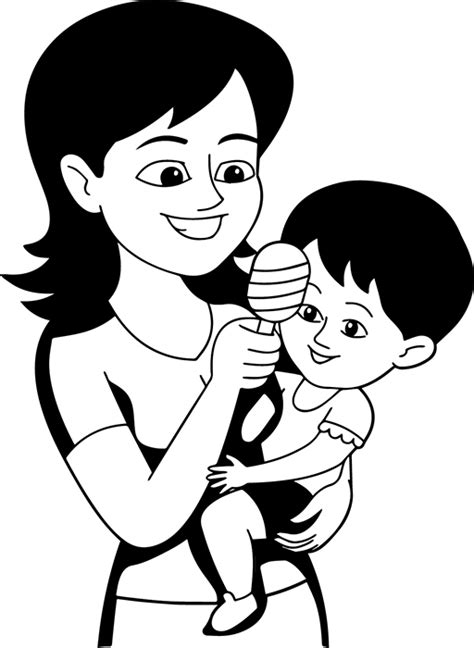 Mother And Baby Clipart Black And White