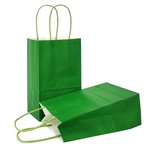 Azowa T Bags Grass Green Kraft Paper Bags With Handles Green 25 Ct