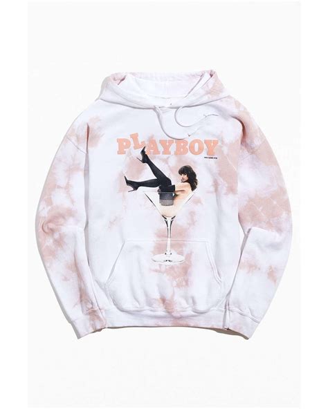 Urban Outfitters Playboy Retro Tie Dye Hoodie Sweatshirt In Pink For