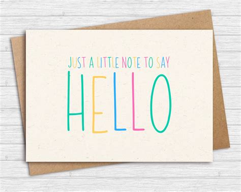Hello Postcards Just A Little Note To Say Hello Postcards Etsy Uk