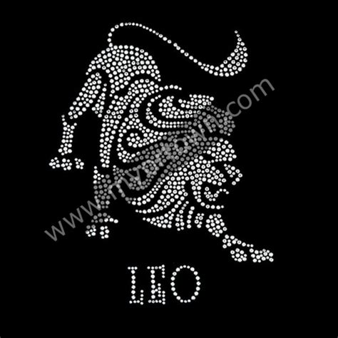 zodiac leo iron on rhinestone transfer
