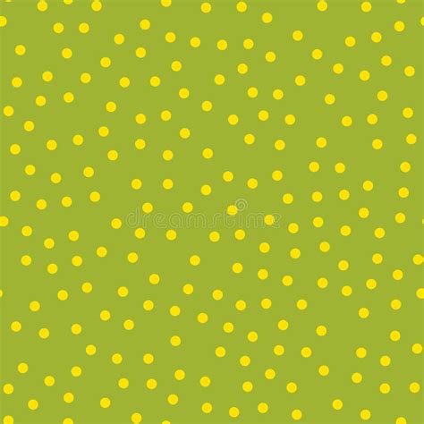 Yellow Polka Dots Seamless Pattern On Green Stock Vector