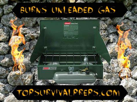 This dual fuel stove offers you the option of using coleman fuel or unleaded gasoline. The Coleman 2 Burner Dual Fuel Compact Liquid Fuel Stove ...