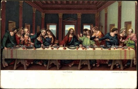 Das restaurierte fresko „das letzte. Artist Postcard Da Vinci, La Cena, Das letzte Abendmahl ...