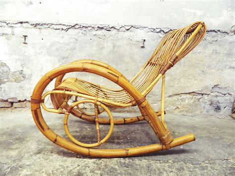 Rocking Chair 1970s Bamboo Vintage Schaukelstuhl Bambus Bohemian
