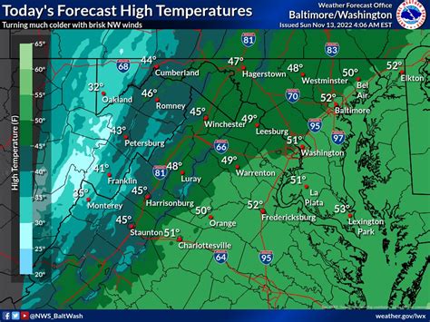 nws baltimore washington on twitter conditions will be much chillier to finish the weekend