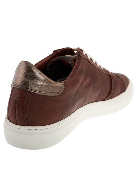 Sneakers brown leather shoes casual style made in italy