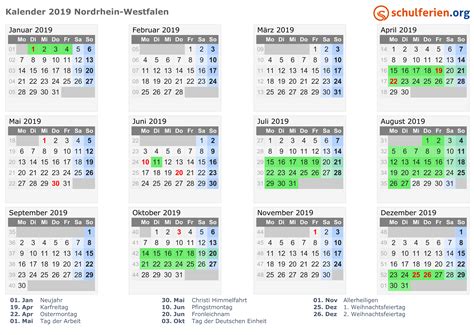 Kalender 201920202021 Nordrhein Westfalen