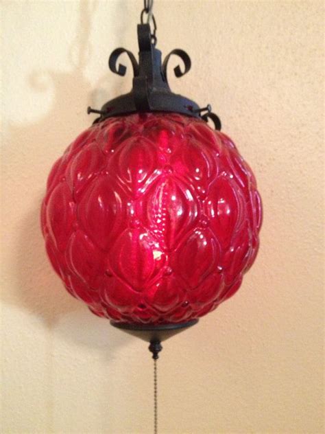 Red Globe Light Vintage Vintage Red Glass Globe Hanging Lamp From