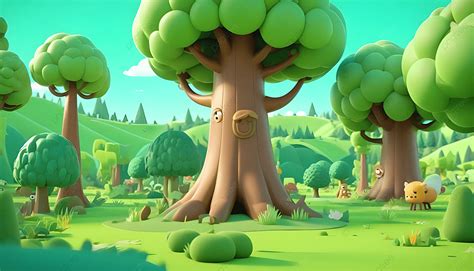 Cartoon Forest Trees For Kids Story Background Cartoon Forest Forest