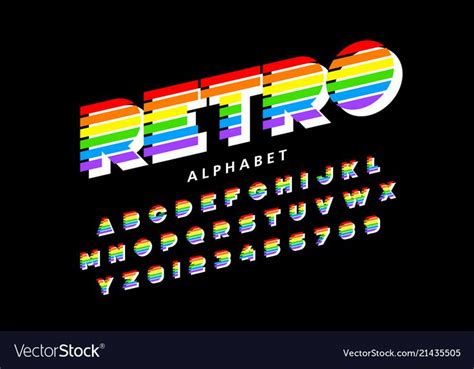 Colorful Retro Font 80s Style Alphabet Letters And Numbers Download A
