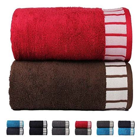 Trident His And Her 550 Gsm 2 Pack Cotton Bath Towel Set Red And Brown