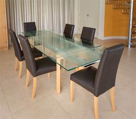 Homury 3 piece dining table set with cushioned chairs, modern counter height dinette set, small kitchen table set with 1 table and 2 chairs for dining room, kitchen, small spaces, espresso and brown. Glass and Beech Extending Dining Table and 6 chairs by ...