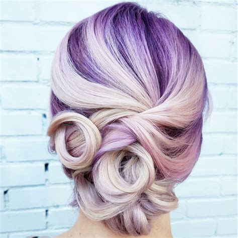 We began by doing back to back foil slices with wella blondor and 30 vol plus olaplex #1 this processed without heat until she was a level 8. Rooty Purple Swirl - Behindthechair.com