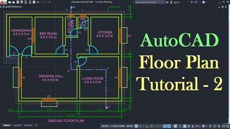 Autocad Floor Plan Tutorial For Beginners 2 Youtube