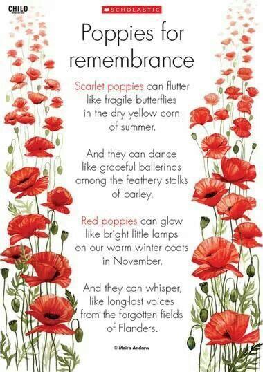 Poppies And Poem Use For Veterans Day Activity Or Center Holiday