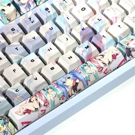Hatsune Miku Keycaps 108 Key Japanese Anime Cute Mechanical Keyboard